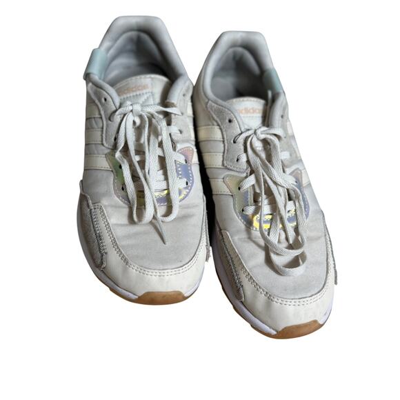 Adidas womens sneaker chalk white Retrorun walk run shoe opalescence sz 7.5 - Picture 2 of 10